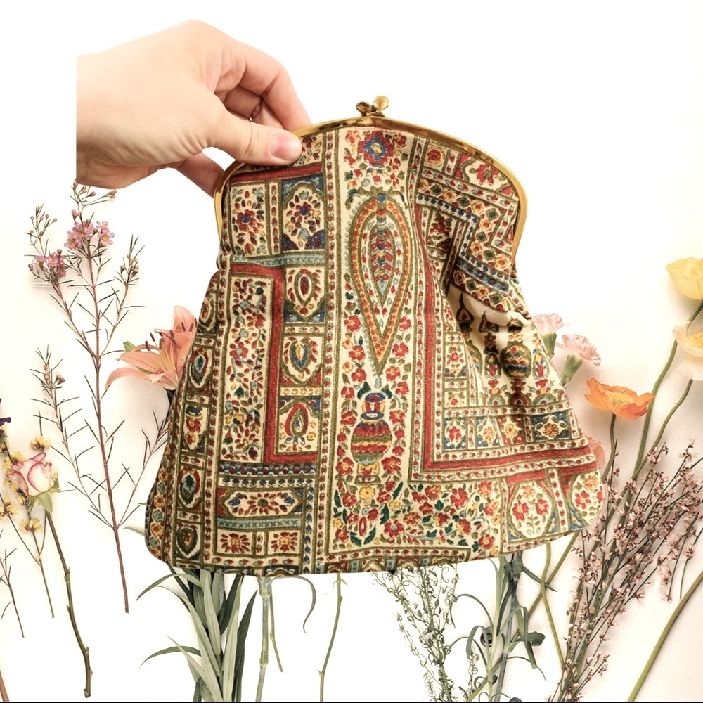 Vintage Purse Clutch Floral Paisley 1970s